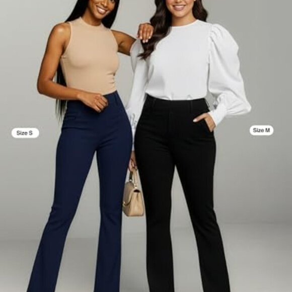 Stretch Bootcut Dress Pants Tummy Control Work Wear Chic Classic - Picture 3 of 8